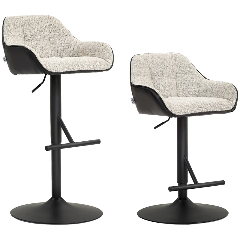 Lot de 2 tabourets de bar 52,5 x 53 x 86,5-108 cm pivotants 360° réglables repose-pieds design en polyester gris clair 21_0003269