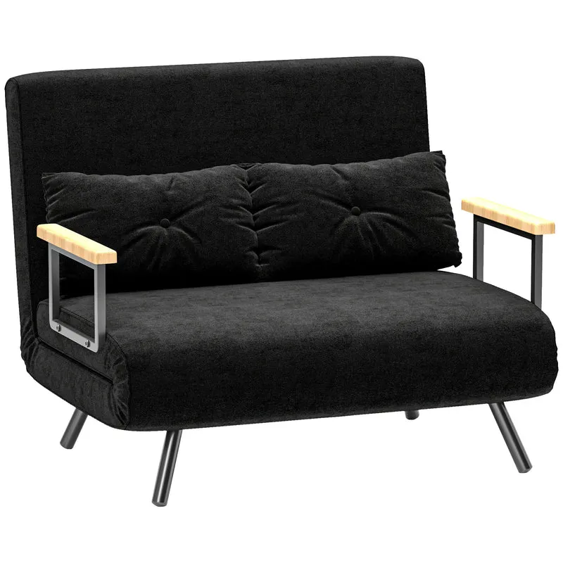 Canapé convertible 2 places 102 x 73 x 81 cm dossier 5 positions assise rembourrée moderne minimaliste en polyester noir 21_0003139