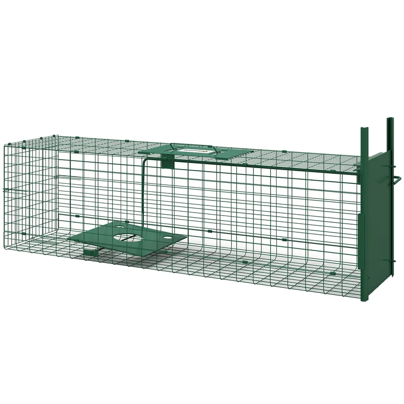 Cage de capture pour petits animaux jardin 100 x 25 x 28 cm capture sans blessure poignée moderne en acier vert foncé 21_0006959