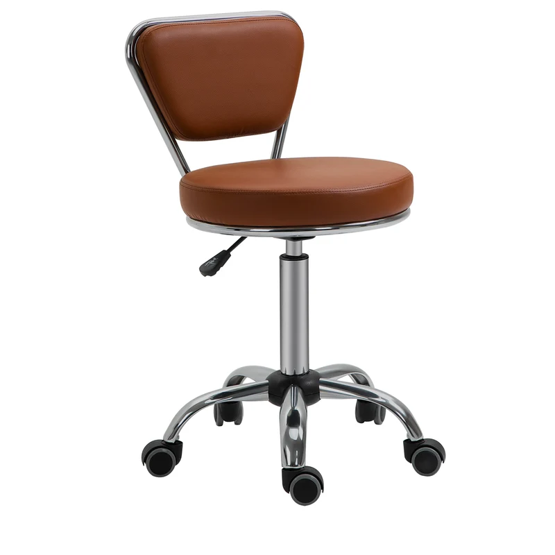 Tabouret de massage rond 45 x 47 x 73-88 cm assise réglable 49-64 cm dossier ergonomique roulettes vintage en PU marron 21_0000775