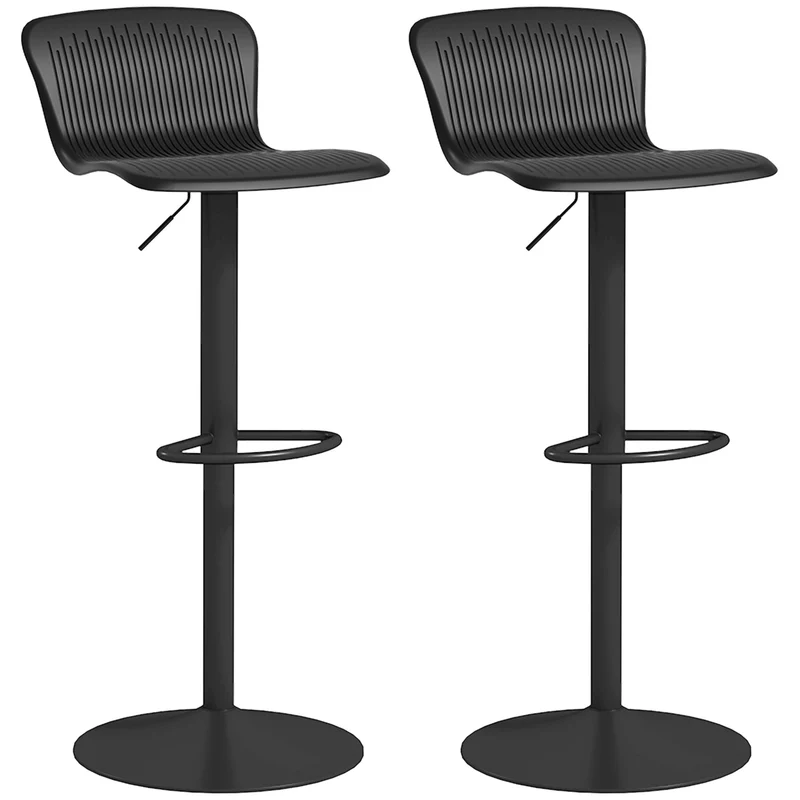 Lot de 2 tabourets de bar 38,5 x 40 x 76,5-97,5 cm assise pivotante 360° repose-pieds hauteur réglable design en PP noir 21_0003257