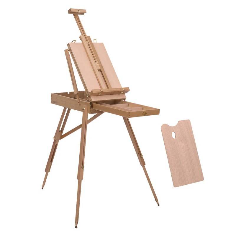 Chevalet d'artiste pliable mallette 50 x 55 x 230 cm rangement hauteur réglable scandinave en bois de hêtre hêtre clair 21_0006100