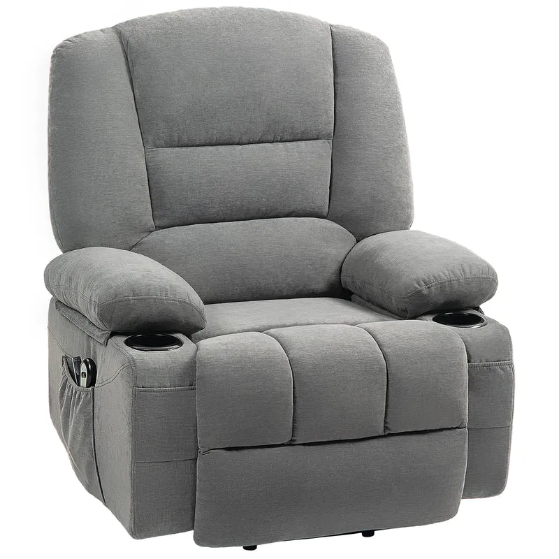 Fauteuil releveur électrique 97 x 90 x 102 cm inclinable avec massage chauffant contemporain en polyester gris foncé 21_0000906
