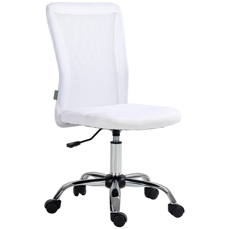 Chaise de bureau ergonomique 43 x 58 x 90-100 cm hauteur réglable 42 à 52 cm pivotant 360 degrés moderne en tissu blanc 21_0006171