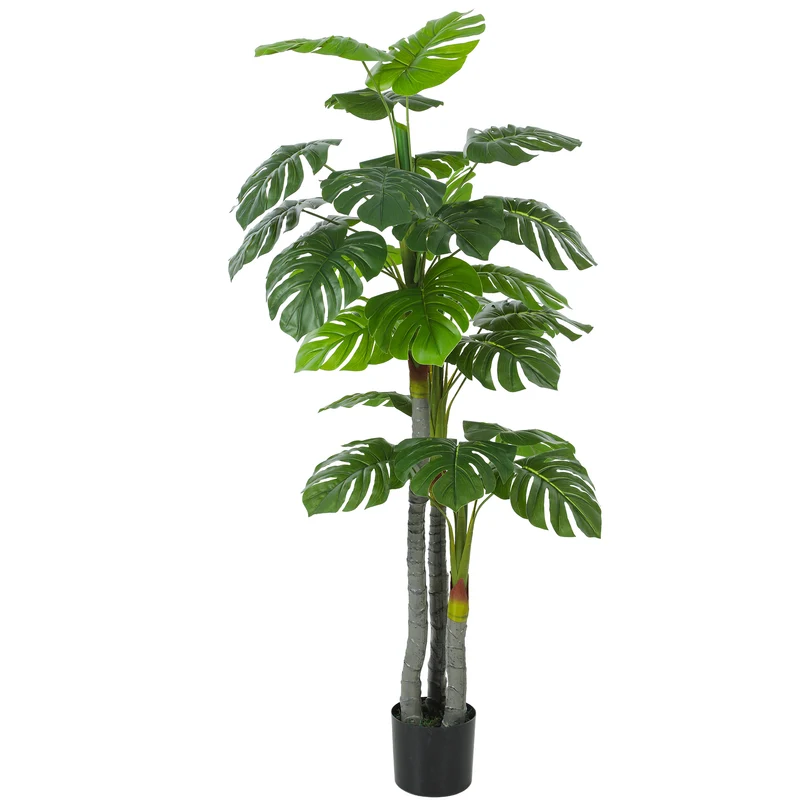 Arbre artificiel monstera déco salon 45 x 150 cm feuillage réaliste sans entretien moderne tendance en plastique vert 21_0001239