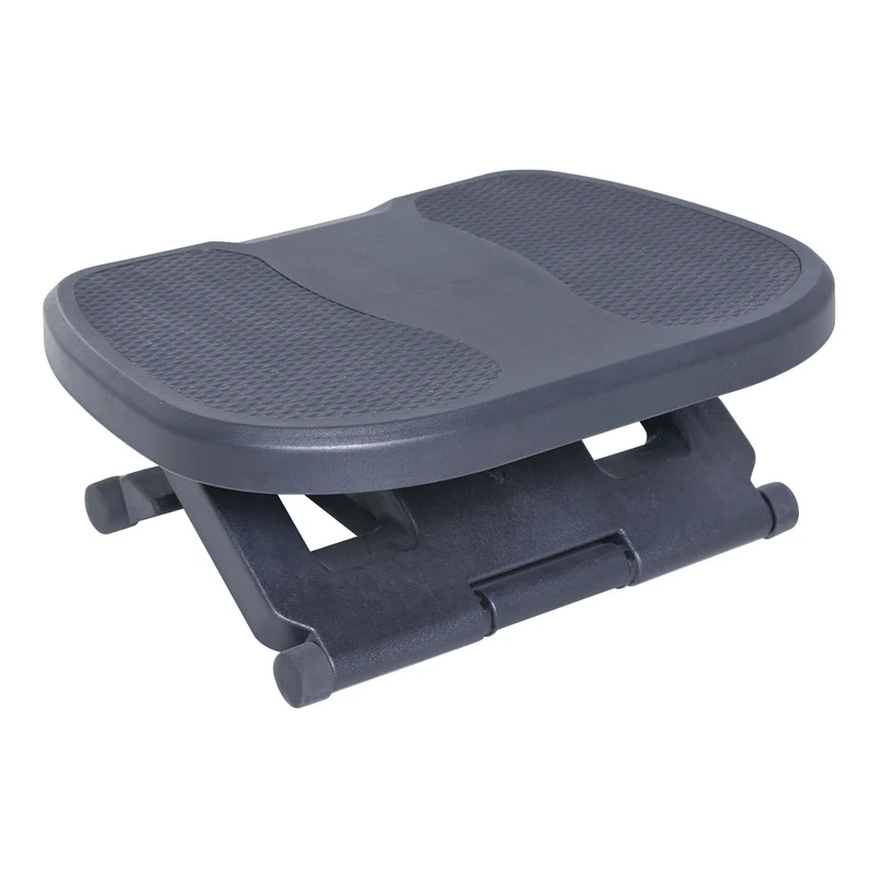 Repose-pied de bureau 45 x 34 x 16 cm réglable inclinaison et hauteur plateau antidérapant moderne en plastique gris 21_0006357