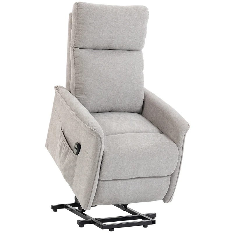 Fauteuil releveur électrique relax 69 x 91 x 106 cm aide au lever assise ressorts contemporain en chenille gris clair 21_0000920