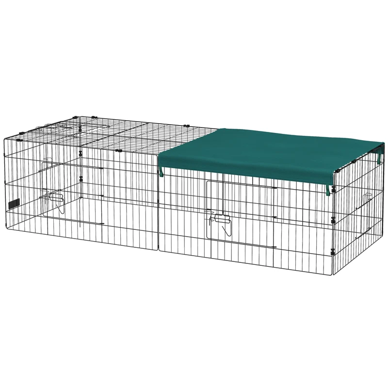 Enclos modulable pour petits animaux intérieur extérieur 185 x 75 x 50 cm sécurité accès facile moderne en acier vert 21_0007969