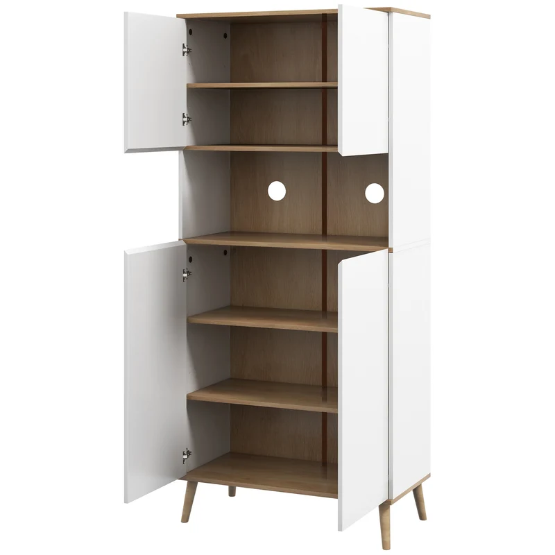 Buffet de cuisine 80 x 40 x 178 cm 2 placards étagères réglables grande niche scandinave en panneau de particules blanc 21_0003210