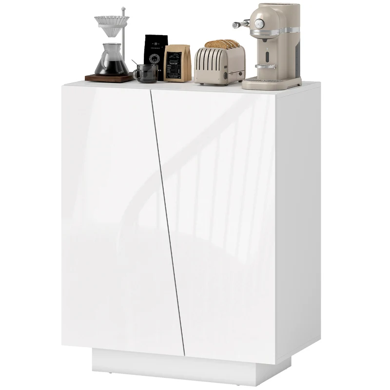 Buffet de rangement 70 x 40 x 88 cm étagère réglable anti basculement moderne salon épuré en panneau de particules blanc 21_0002906