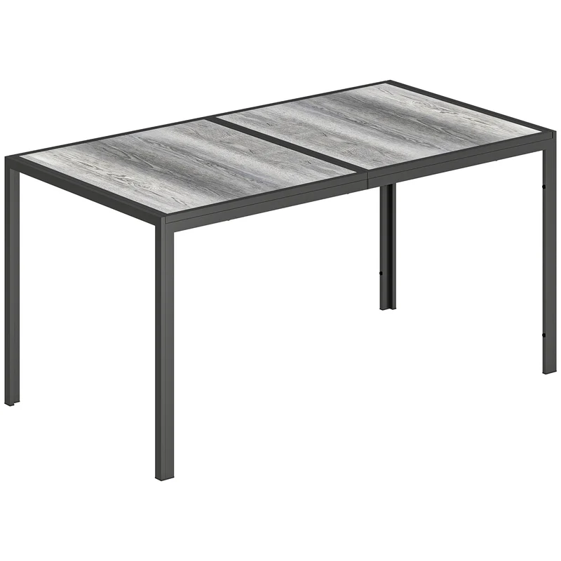 Table de jardin 150 x 80 x 74 cm 4 à 6 places résistante aux intempéries design contemporain en acier galvanisé gris 21_0005352