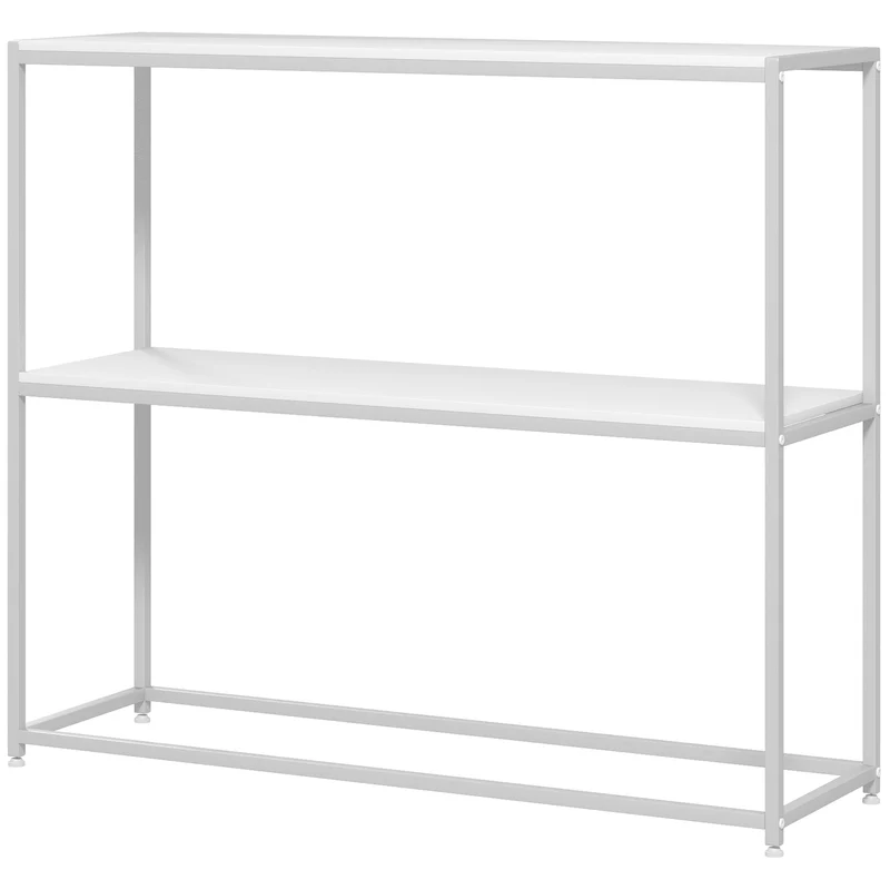 Table console entrée 100 x 30 x 87 cm grand rangement finition mate design minimaliste en panneau de particules blanc 21_0002706