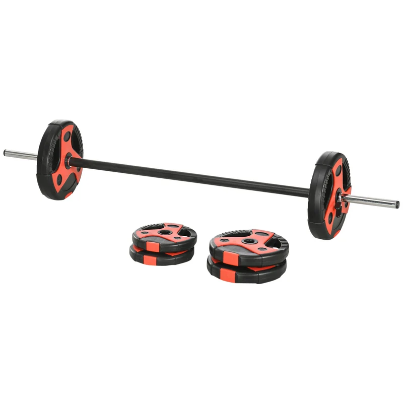 Kit d'haltères 20 kg entraînement complet 27 x 140 cm prise antidérapante usage domicile style moderne en métal noir 21_0006811