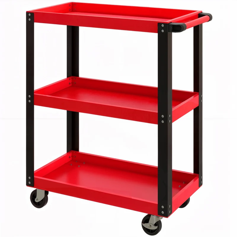 Chariot d'atelier servante garage 70,5 x 35 x 82,5 cm roulettes freinables grande capacité industriel en métal rouge 21_0006990