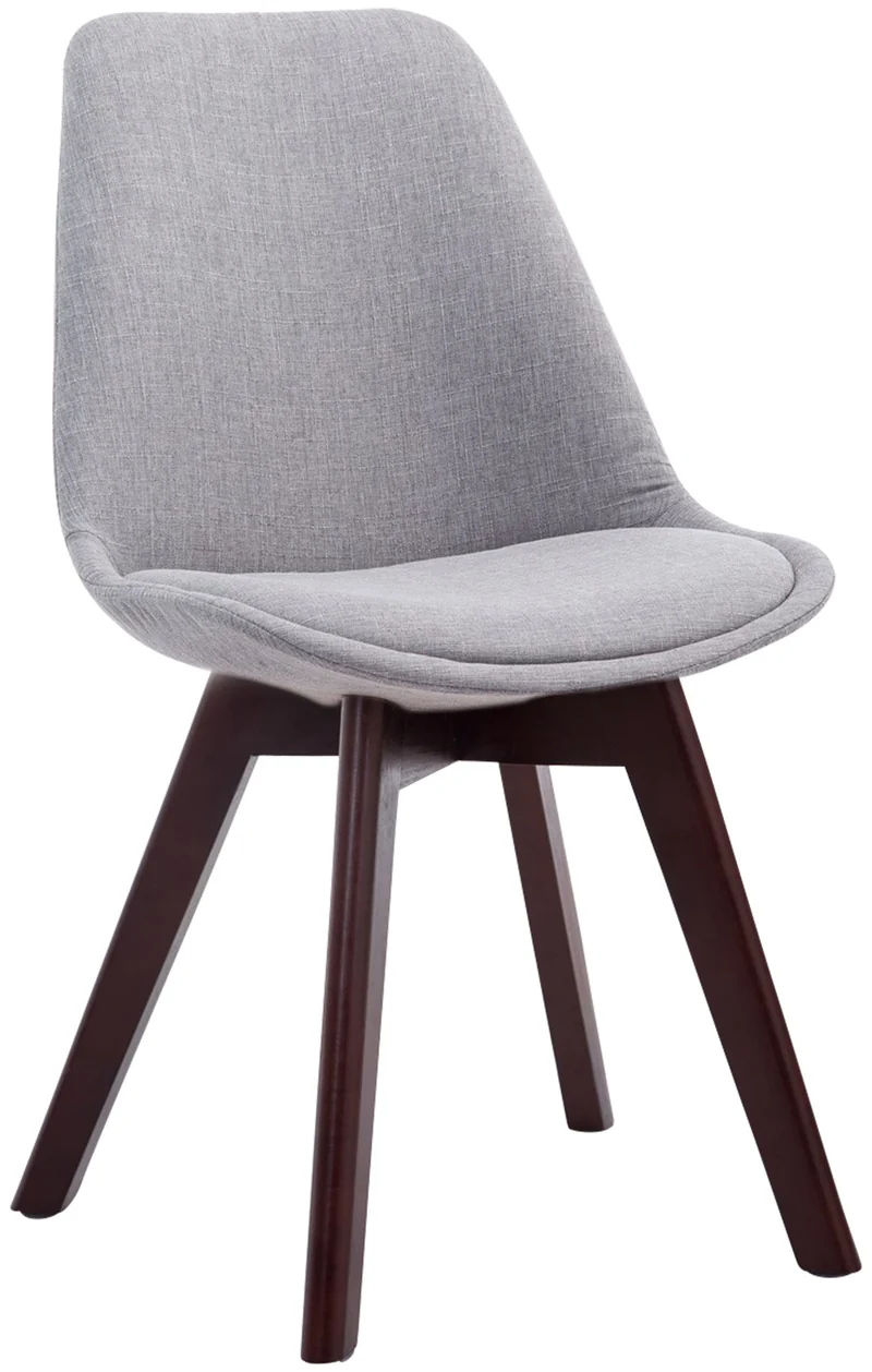 Chaise de salle à manger x1 design scandinave en tissu gris et piètement à 4 pieds en bois marron 10_0003303