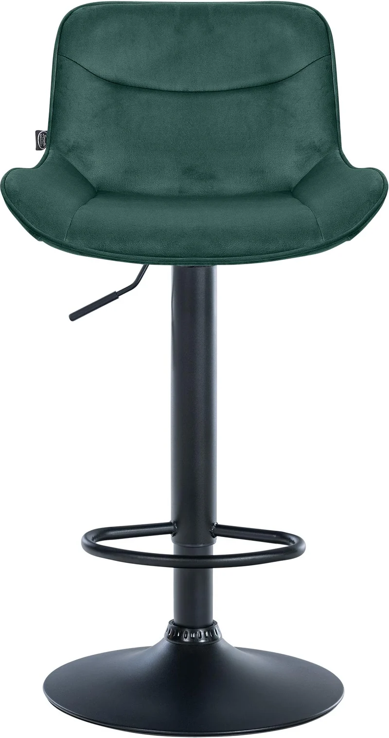 Tabouret de bar x1 pivotant forme ergonomique surpiqûres décoratives en velours vert cadre en métal noir 10_0006228