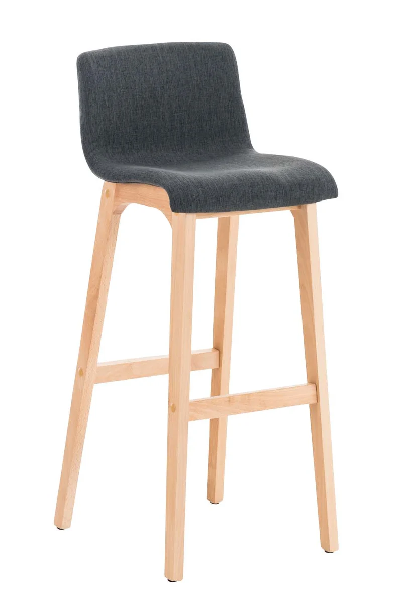 Tabouret de bar x1 avec repose-pieds structure de 4 pieds en bois assise en tissu gris foncé 10_0004973