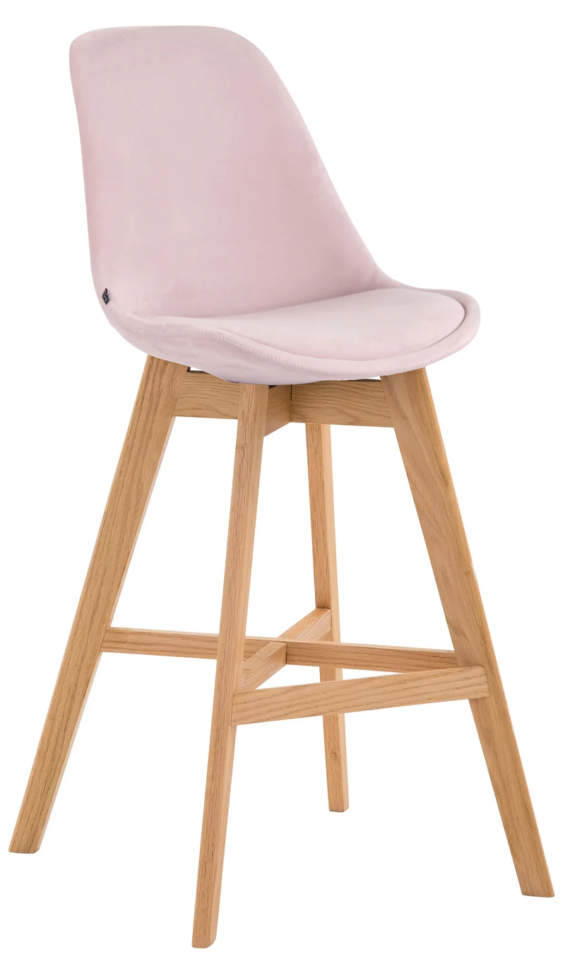 Tabouret de bar chaise haute design scandinave moderne en velours rose TDB10377