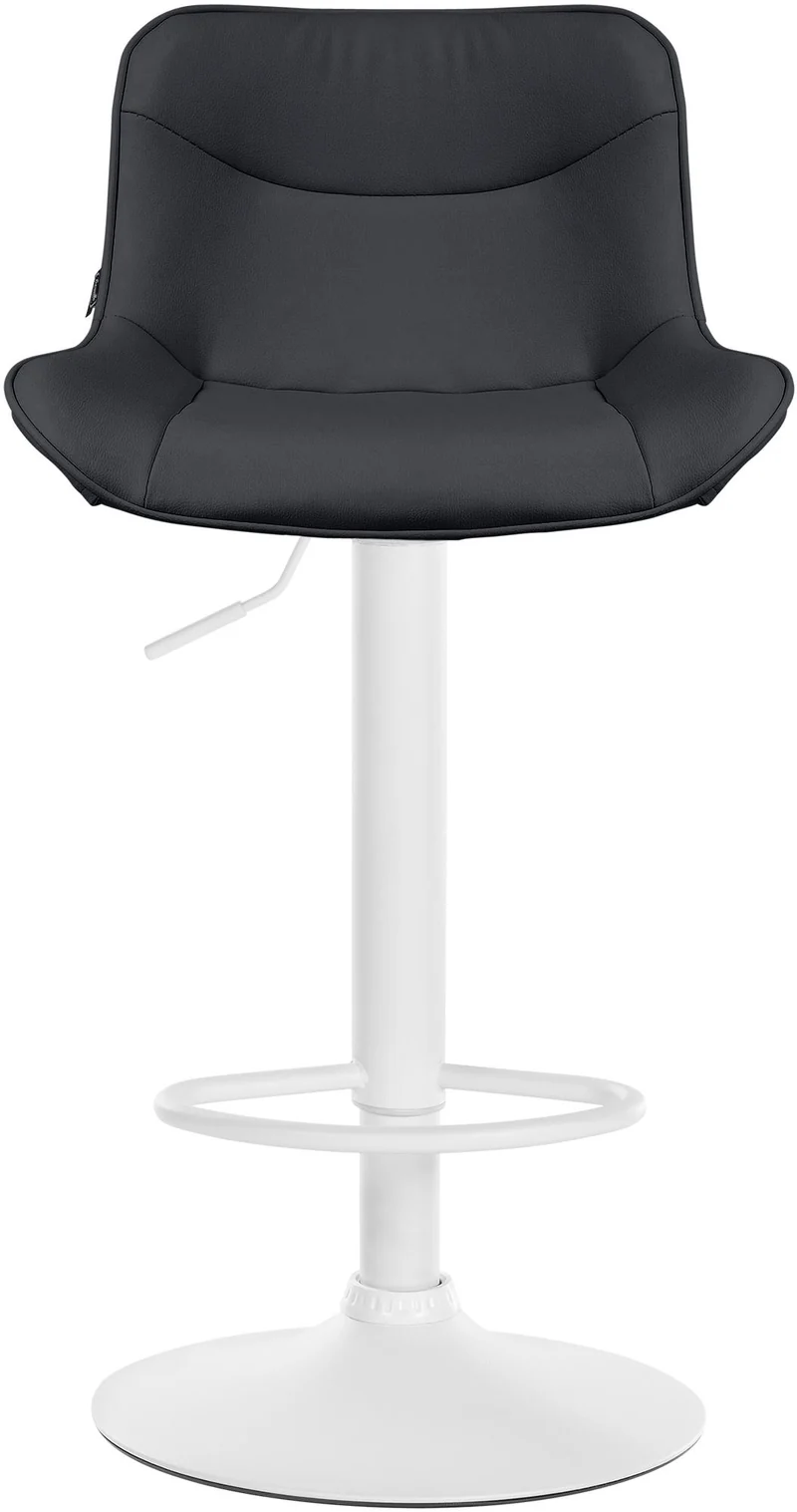 Tabouret de bar x1 pivotant forme ergonomique surpiqûres décoratives en PVC noir cadre en métal blanc 10_0005774