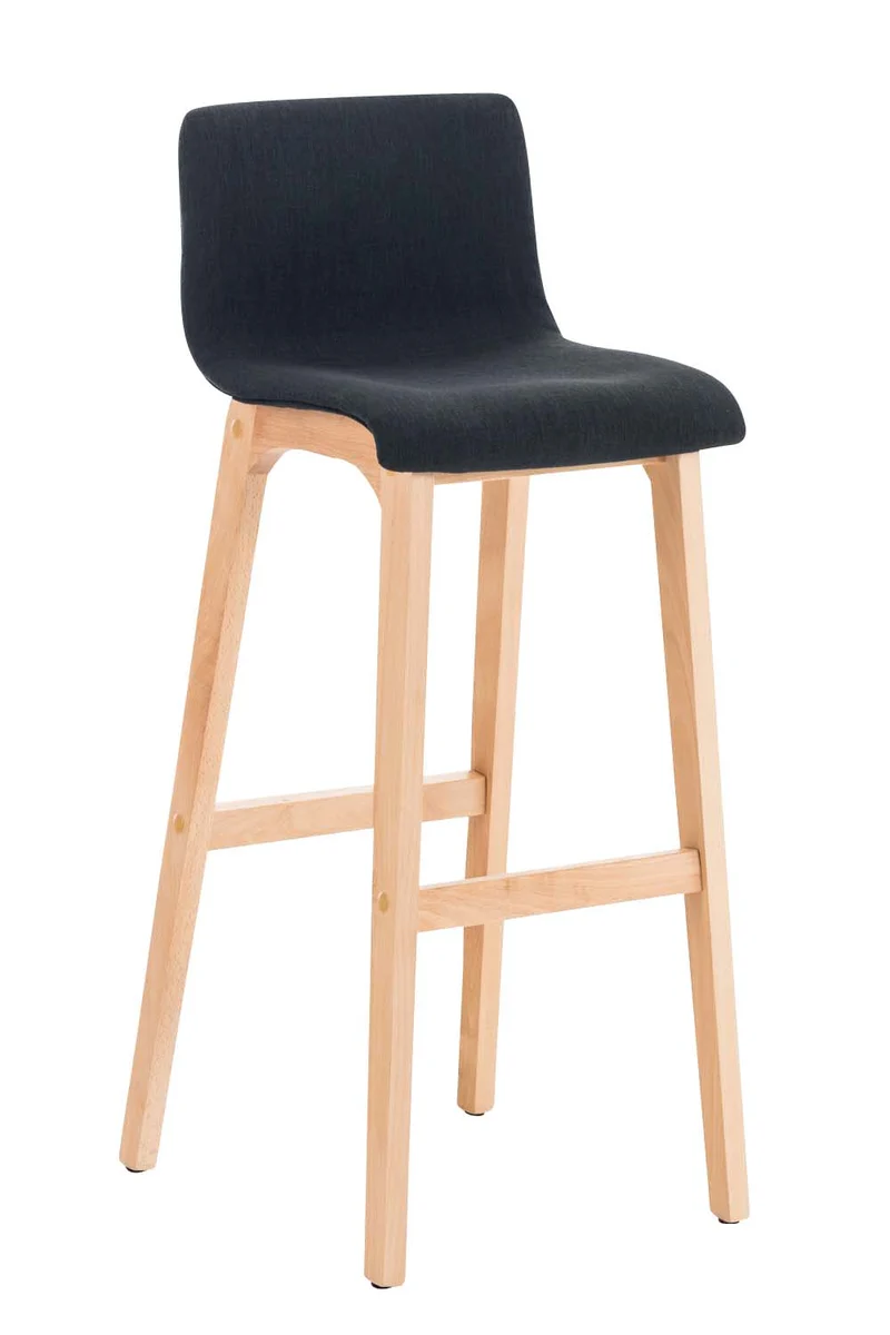Tabouret de bar x1 avec repose-pieds structure de 4 pieds en bois assise en tissu noir 10_0004975