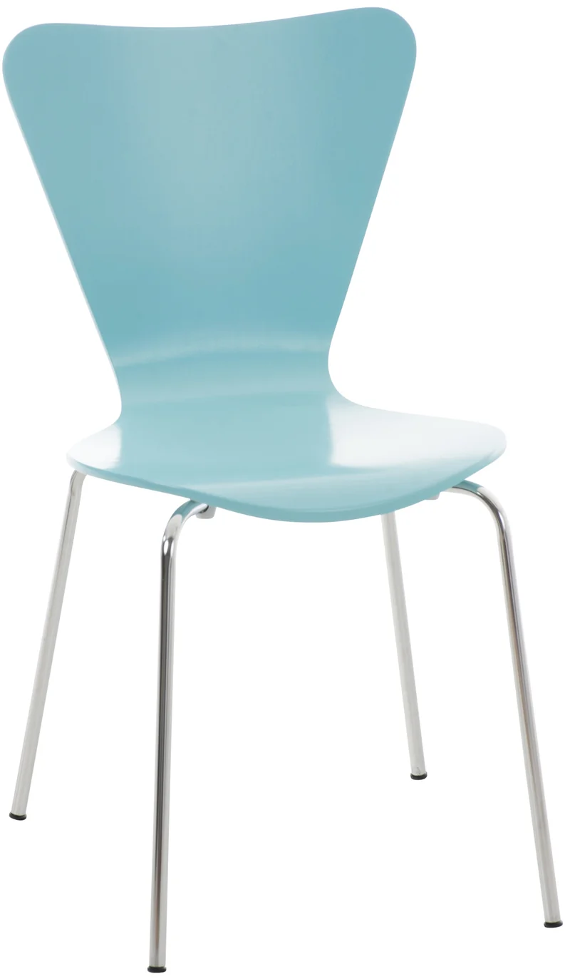 Chaise de cuisine salle à manger x1 empilable dossier triangle en bois clair et métal chromé 10_0003329