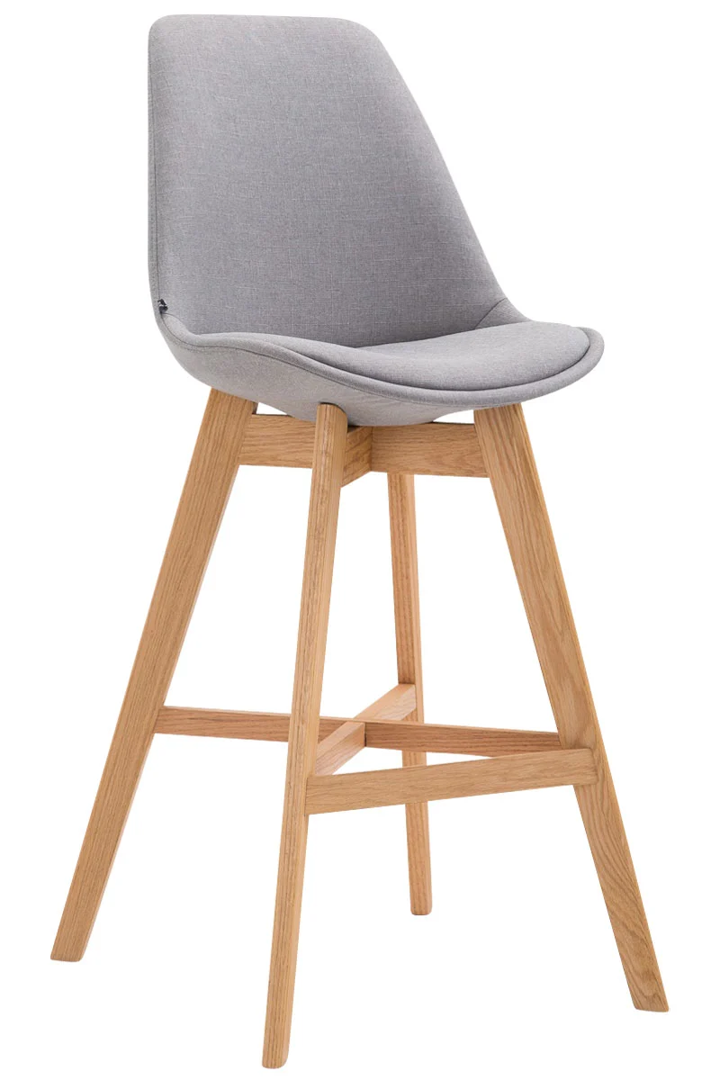 Tabouret de bar chaise haute design scandinave moderne en tissu gris clair TDB10379