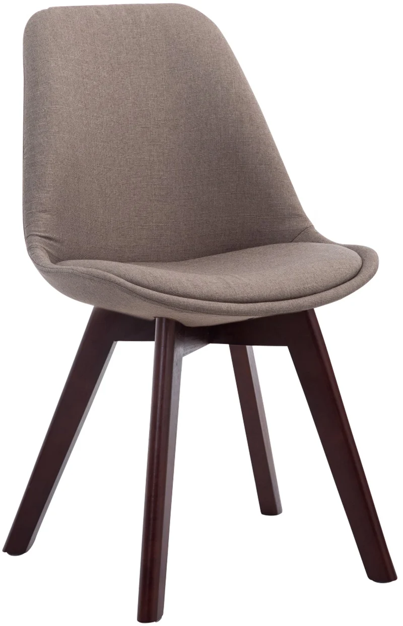 Chaise de salle à manger x1 design scandinave en tissu taupe et piètement à 4 pieds en bois marron 10_0003305