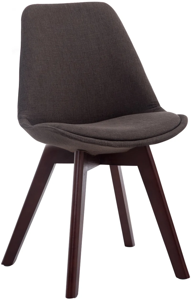 Chaise de salle à manger x1 design scandinave en tissu gris foncé et piètement à 4 pieds en bois marron 10_0003302