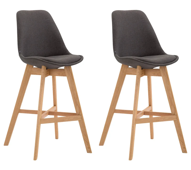 Lot de 2 tabouret de bar chaise haute design moderne en tissu gris foncé 10_0001302