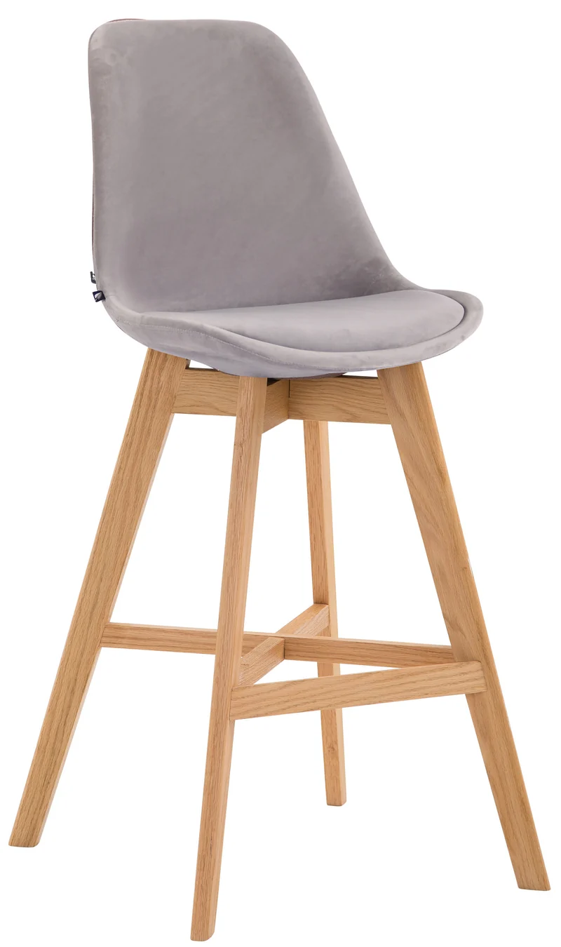 Tabouret de bar chaise haute design scandinave moderne en velours gris 10_0000931