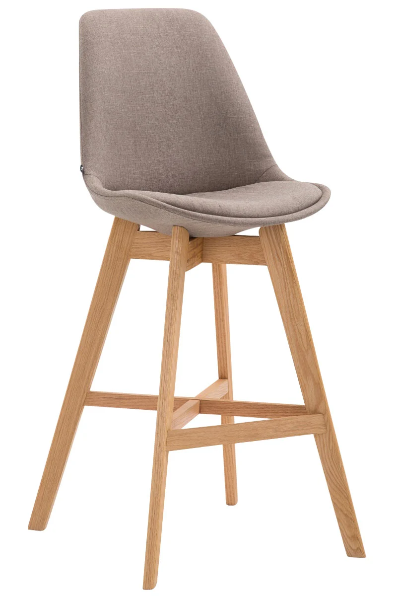 Tabouret de bar chaise haute design scandinave moderne en tissu taupe 10_0000927