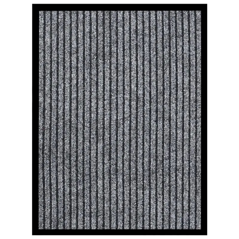 Paillasson de porte d'entrée rayé 40 x 60 cm polypropylène gris et vinyle antidérapant DEC040642