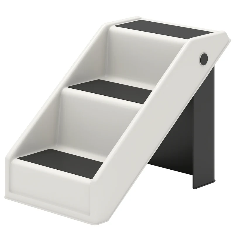 Escalier pour chien pliant 3 marches aide animaux 53 x 30,5 x 36,5 cm antidérapant pliable moderne épuré en PP crème 21_0007488