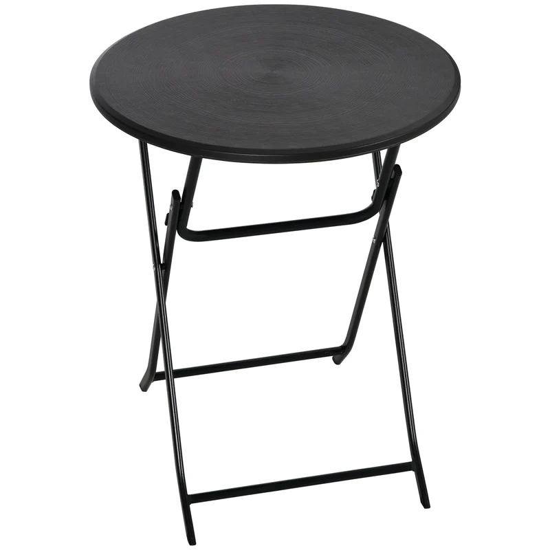 Table basse extérieure ronde 60 x 73 cm pliable facile à ranger design contemporain terrasse en polyéthylène gris foncé 21_0005140