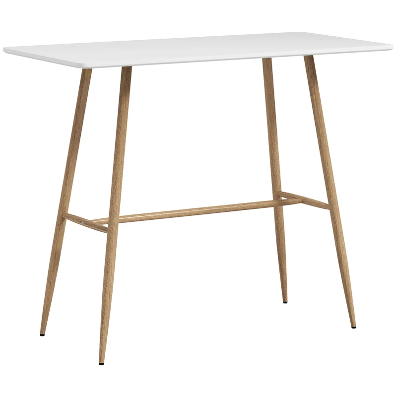 Table de bar rectangulaire 118 x 58 x 98 cm 4 personnes assemblage simple et rapide moderne industriel en MDF blanc 21_0003198