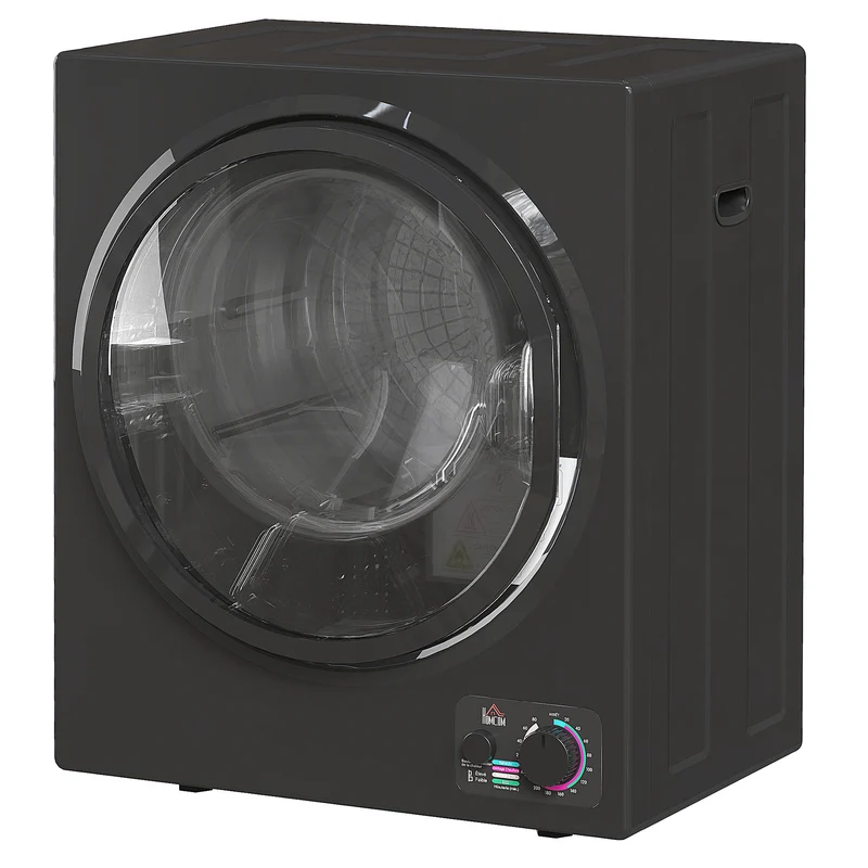 Sèche-linge portable compact 49 x 40,5 x 60 cm séchage rapide anti-froissage contemporain léger en acier inoxydable noir 21_0007088