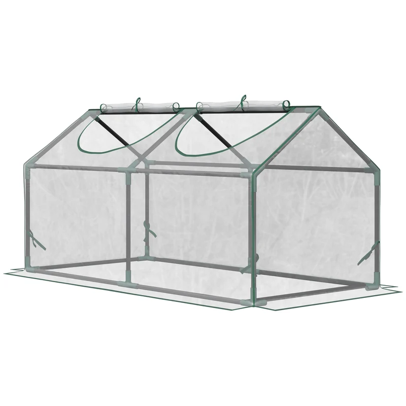 Serre de jardin mini 120 x 60 x 60 cm protection contre le vent et la pluie stabilité solide moderne en PVC transparent 21_0004155