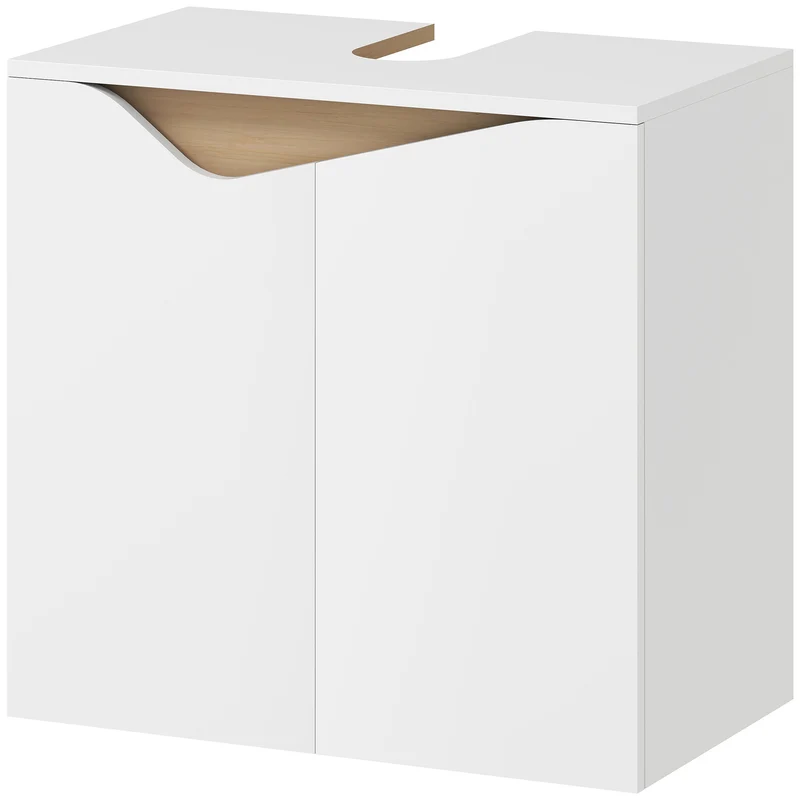 Meuble sous lavabo salle de bain 60 x 35 x 57,9 cm rangement silencieux portes à fermeture douce moderne en MDF blanc 21_0002125
