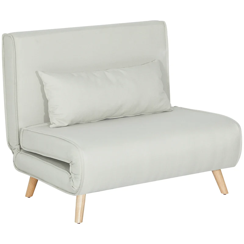 Canapé-lit 1 place 94 x 78 x 80 cm dossier 6 positions assise rembourrée style scandinave moderne en polyester crème 21_0003007