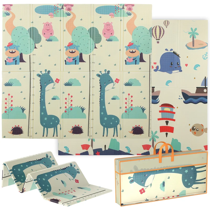 Tapis de jeu pour bébé 196 x 176 x 1,5 cm antidérapant imperméable idéal salon chambre design scandinave en mousse gris 21_0000751