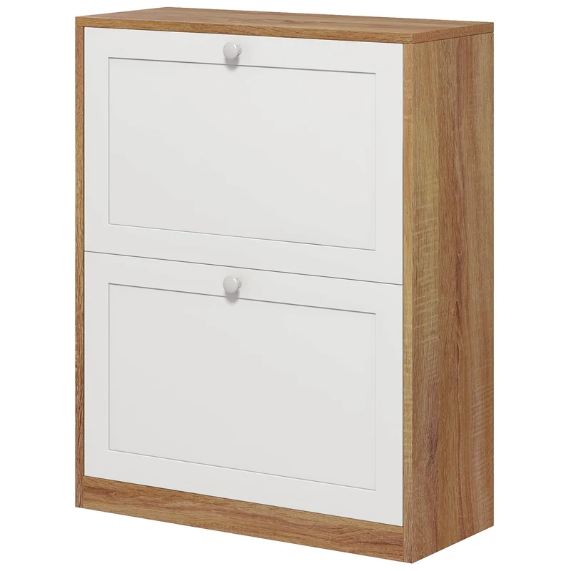 Meuble à chaussures compact entrée 60 x 24,5 x 75,5 cm 12 paires étagères réglables sécurité design épuré en MDF blanc 21_0002686