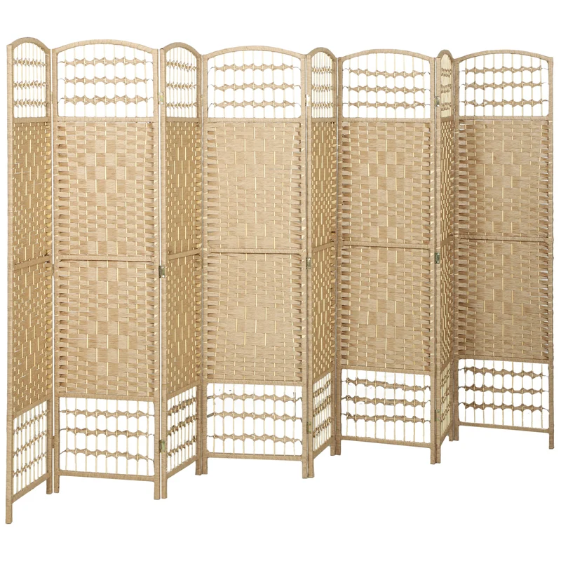 Paravent séparateur pliable 8 panneaux 320 x 170 x 1,5 cm séparation intime moderne épuré en bois massif bois naturel 21_0001277