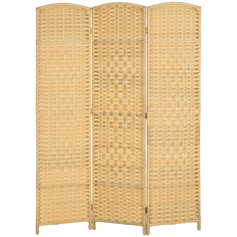 Paravent intérieur 3 panneaux 135 x 2 x 180 cm pliable séparation salon chambre scandinave en polypropylène bois naturel 21_0001333