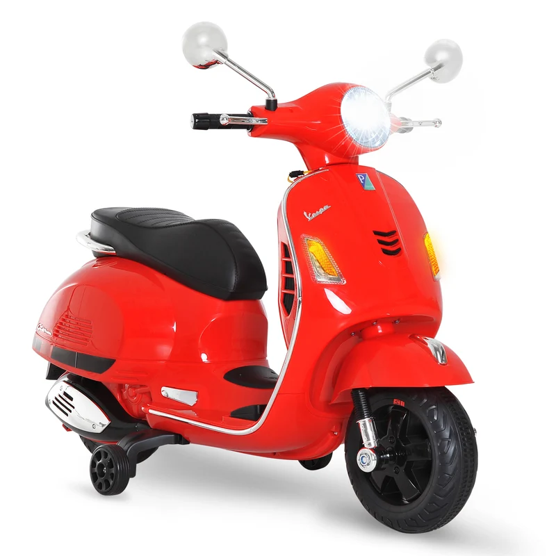 Scooter électrique enfant 102 x 51 x 76 cm roulettes stabilisatrices siège ergonomique MP3 USB design moderne en PP rouge 21_0000436