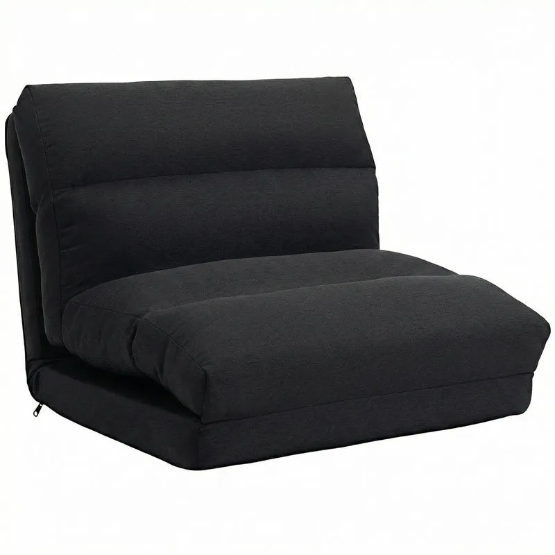 Fauteuil au sol convertible 70 x 72 x 56 cm dos réglable 90° à 180° assise épaisse contemporain épuré en polyester noir 21_0003176