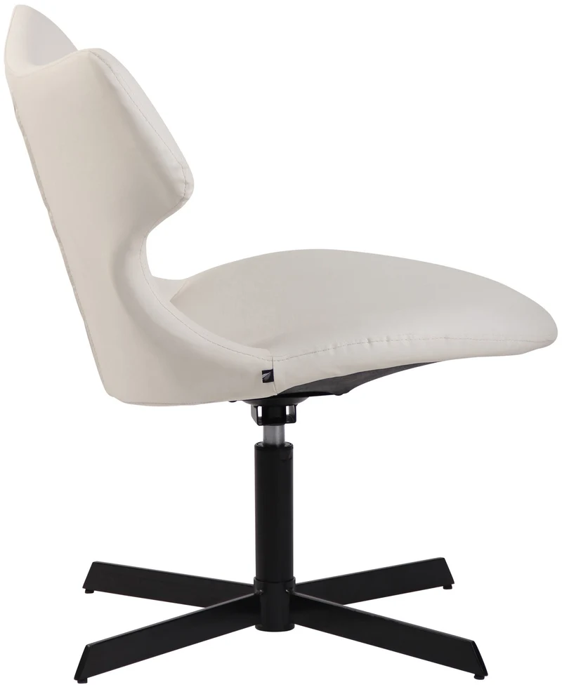 Fauteuil lounge pivotant 360° à dossier enveloppant similicuir blanc avec base étoilée en métal 10_0008234