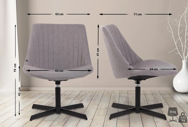 Chaise lounge design en tissu gris avec dossier à coutures verticales avec piètement étoile en métal 10_0008227