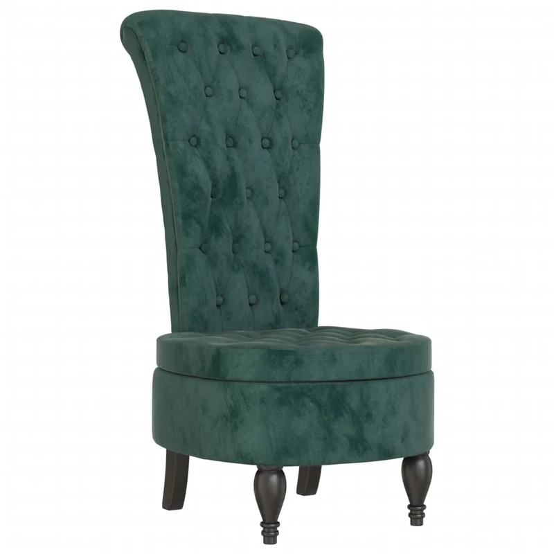 Chaise à dossier haut en velours vert foncé dossier capitonné DEC026251