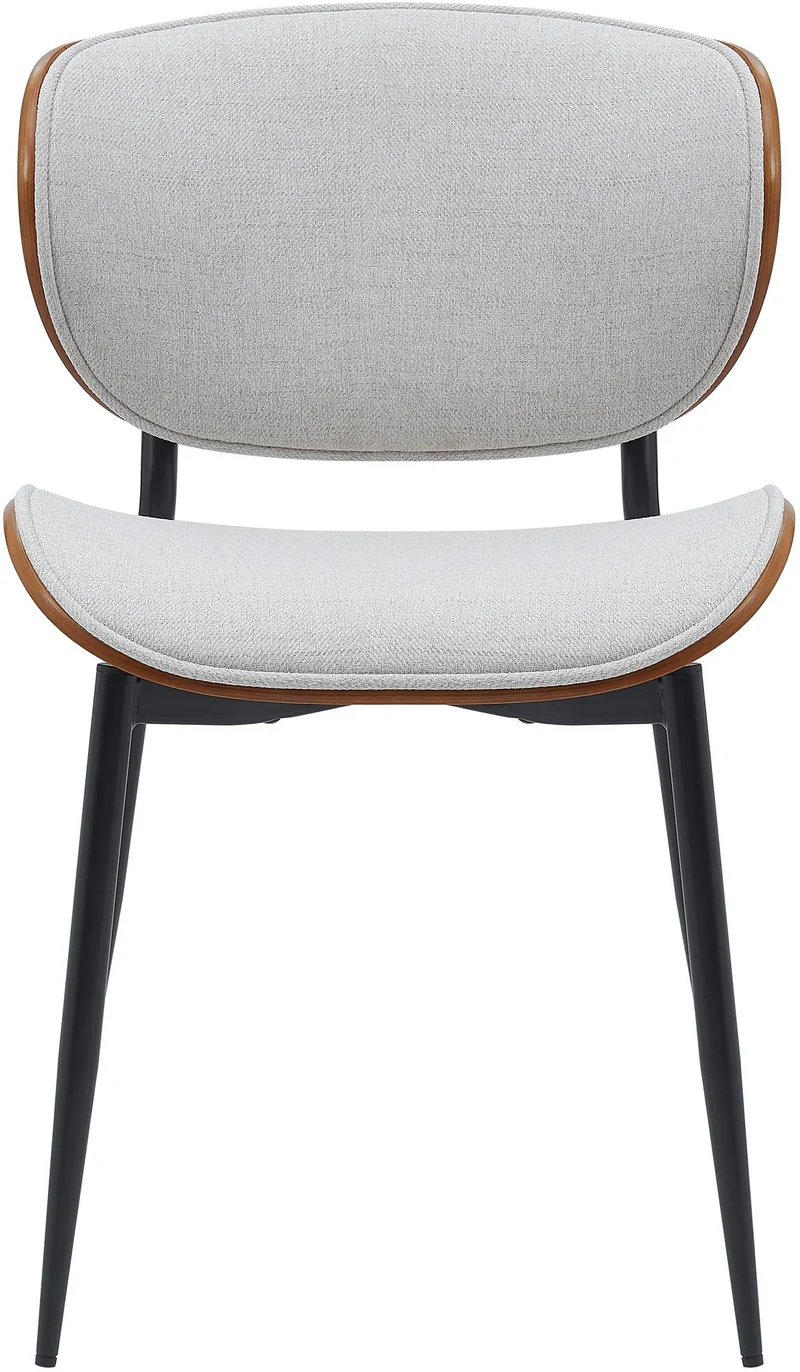 Chaise de salle à manger x1 design en tissu crème avec coque bois noyer structure métal robuste 10_0008420