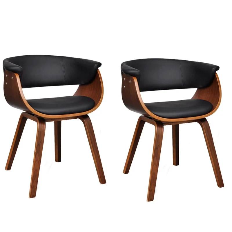 Lot de 2 chaises de salle à manger cuisine design moderne bois courbé et synthétique CDS020272